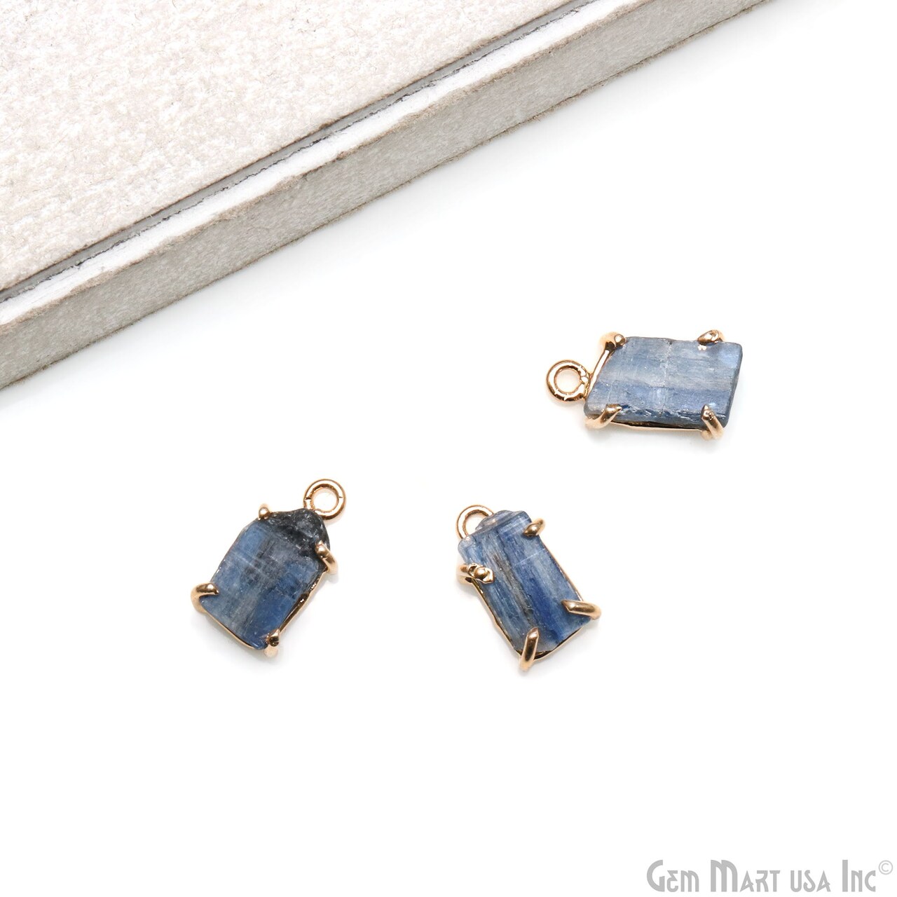 Rough Gemstone Bracelet Charm, 15x12mm Gold Plated Prong setting, Single Bail Gemstone Connector, GemMartUSA (50655)